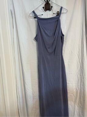 Elegant Cowl-Neck Maxi Dress in Dusty Blue